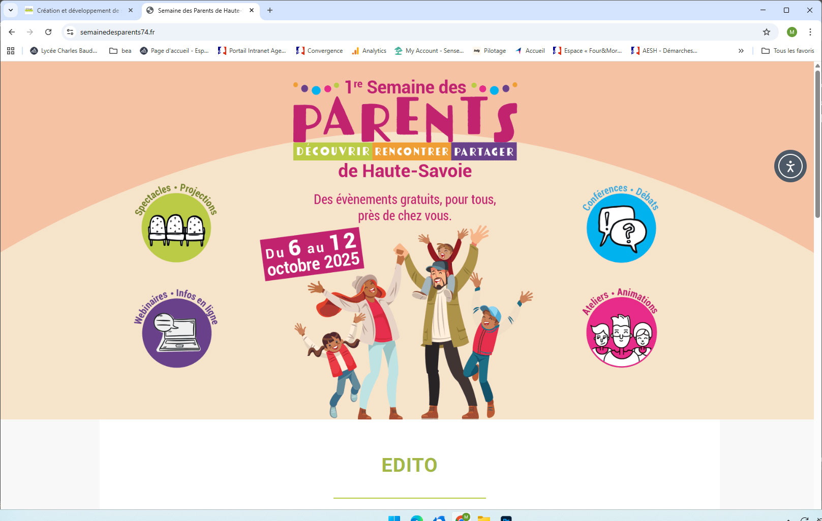 GO.Graph Création site web Semaine des Parents 74